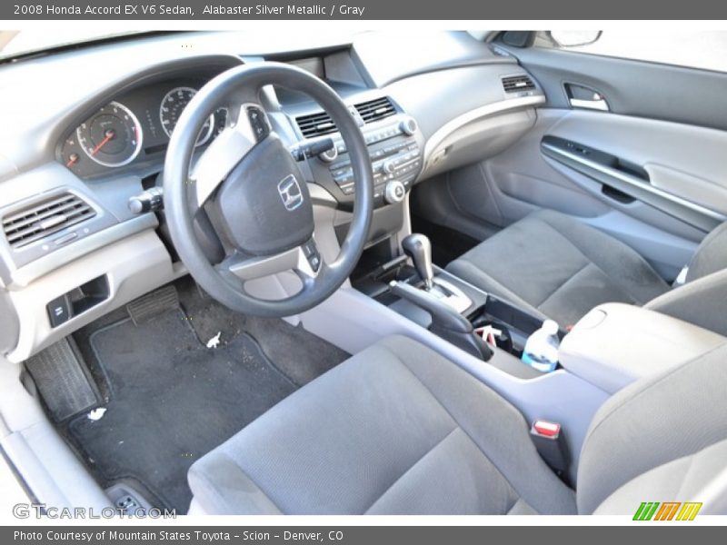 Alabaster Silver Metallic / Gray 2008 Honda Accord EX V6 Sedan