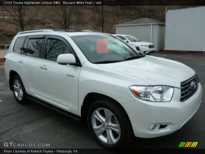 Blizzard White Pearl / Ash 2009 Toyota Highlander Limited 4WD