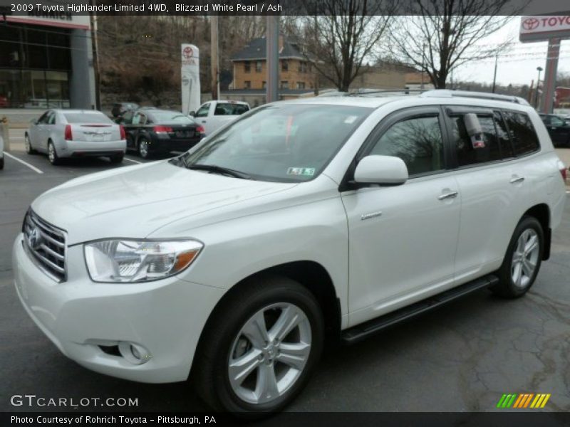 Blizzard White Pearl / Ash 2009 Toyota Highlander Limited 4WD