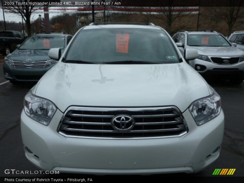 Blizzard White Pearl / Ash 2009 Toyota Highlander Limited 4WD