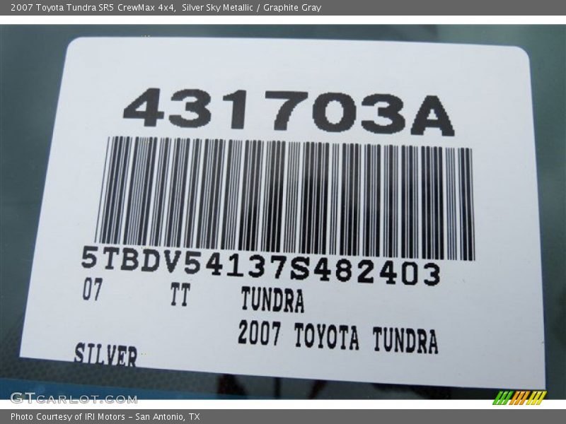 Silver Sky Metallic / Graphite Gray 2007 Toyota Tundra SR5 CrewMax 4x4