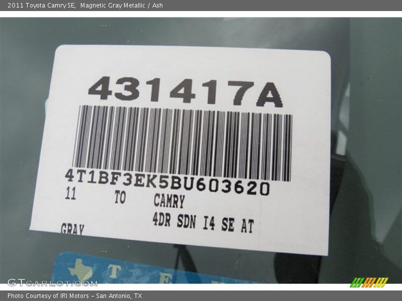 Magnetic Gray Metallic / Ash 2011 Toyota Camry SE