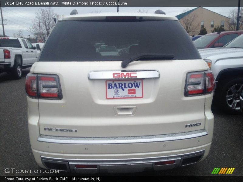 White Diamond Tricoat / Cocoa Dune 2014 GMC Acadia Denali AWD