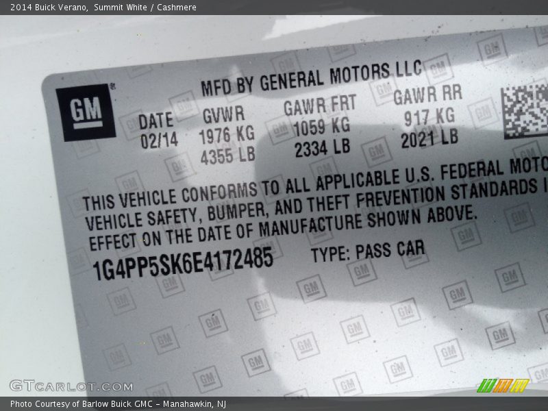 Summit White / Cashmere 2014 Buick Verano