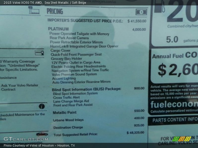 Sea Shell Metallic / Soft Beige 2015 Volvo XC60 T6 AWD