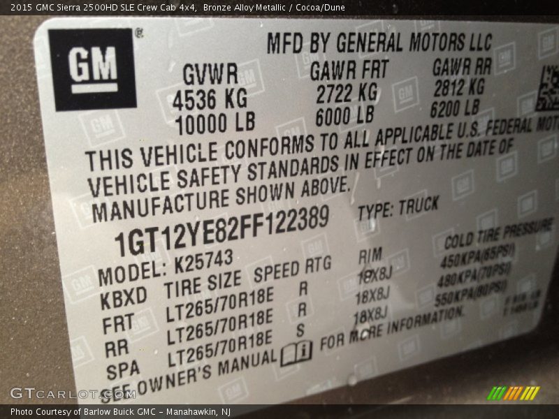 Bronze Alloy Metallic / Cocoa/Dune 2015 GMC Sierra 2500HD SLE Crew Cab 4x4