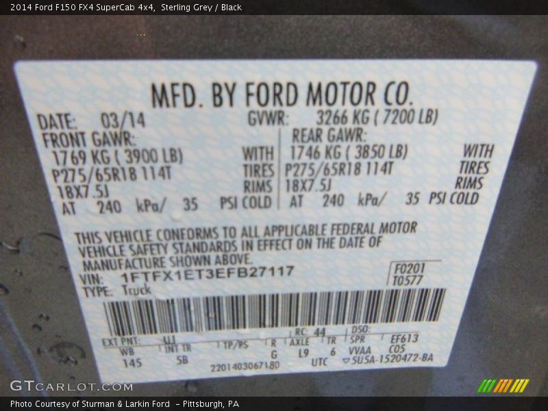 Sterling Grey / Black 2014 Ford F150 FX4 SuperCab 4x4