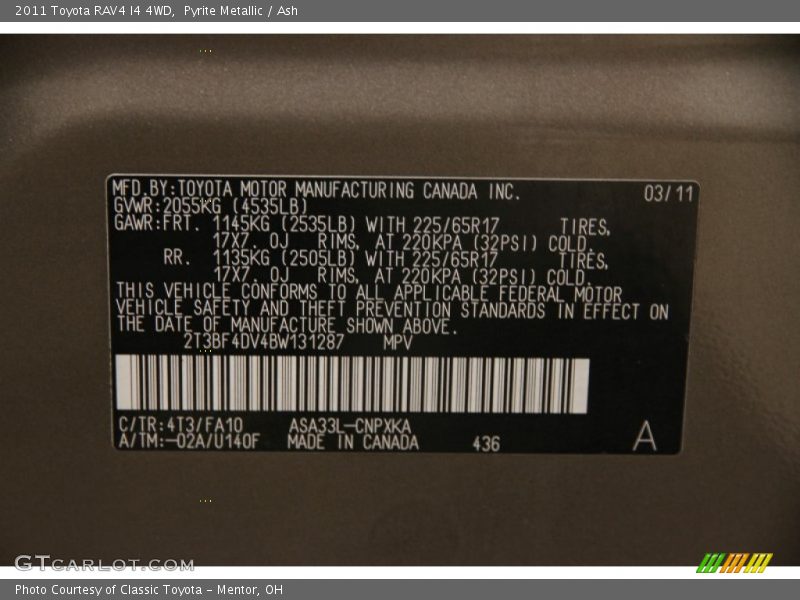 Pyrite Metallic / Ash 2011 Toyota RAV4 I4 4WD