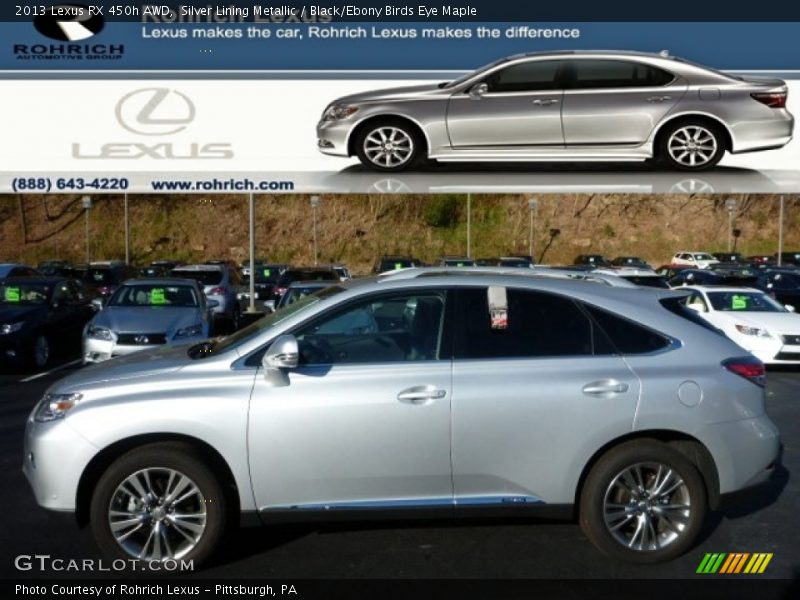 Silver Lining Metallic / Black/Ebony Birds Eye Maple 2013 Lexus RX 450h AWD