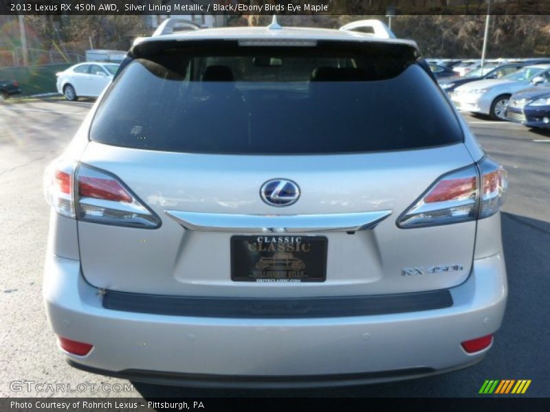 Silver Lining Metallic / Black/Ebony Birds Eye Maple 2013 Lexus RX 450h AWD