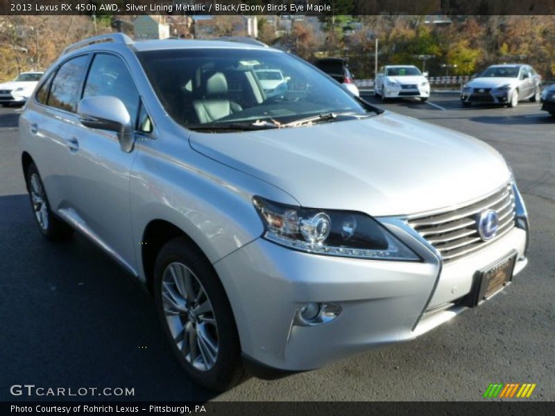 Silver Lining Metallic / Black/Ebony Birds Eye Maple 2013 Lexus RX 450h AWD