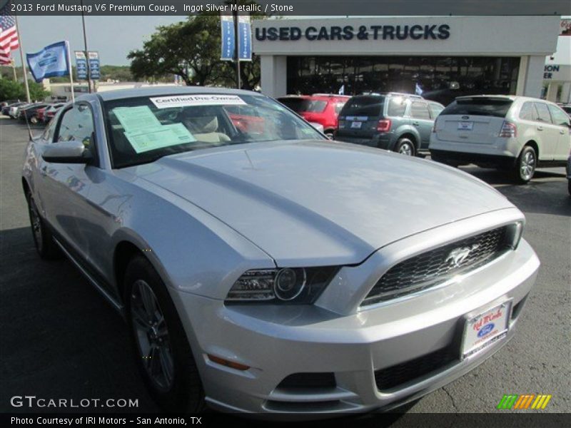 Ingot Silver Metallic / Stone 2013 Ford Mustang V6 Premium Coupe