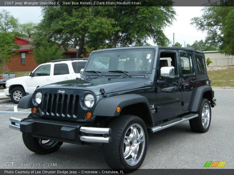 Steel Blue Metallic / Dark Khaki/Medium Khaki 2007 Jeep Wrangler Unlimited X