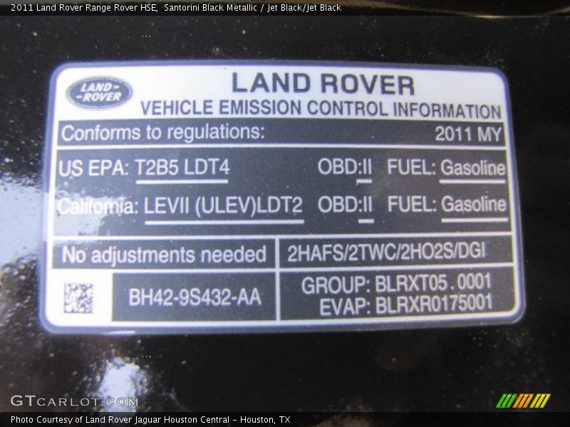 Santorini Black Metallic / Jet Black/Jet Black 2011 Land Rover Range Rover HSE