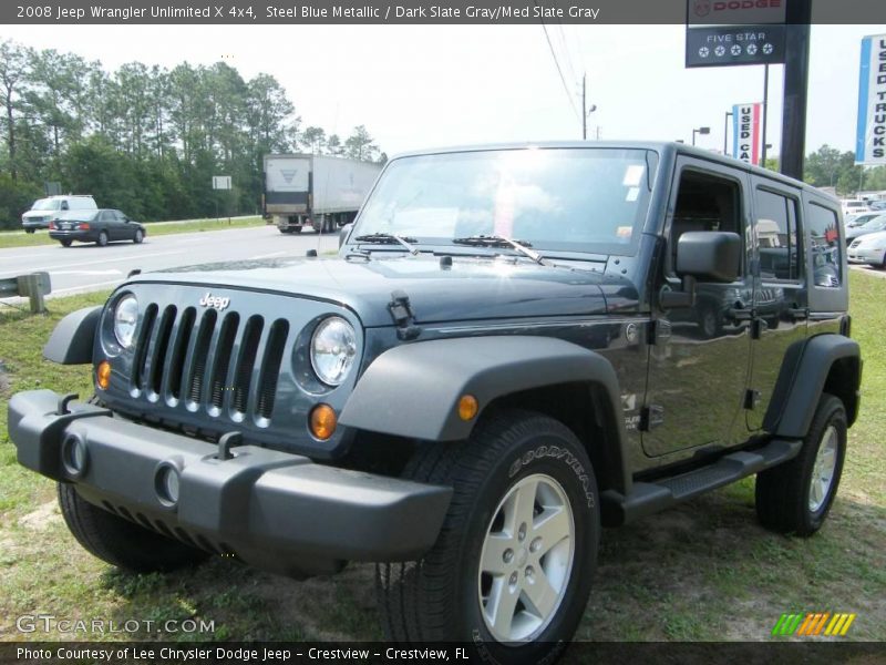 Steel Blue Metallic / Dark Slate Gray/Med Slate Gray 2008 Jeep Wrangler Unlimited X 4x4