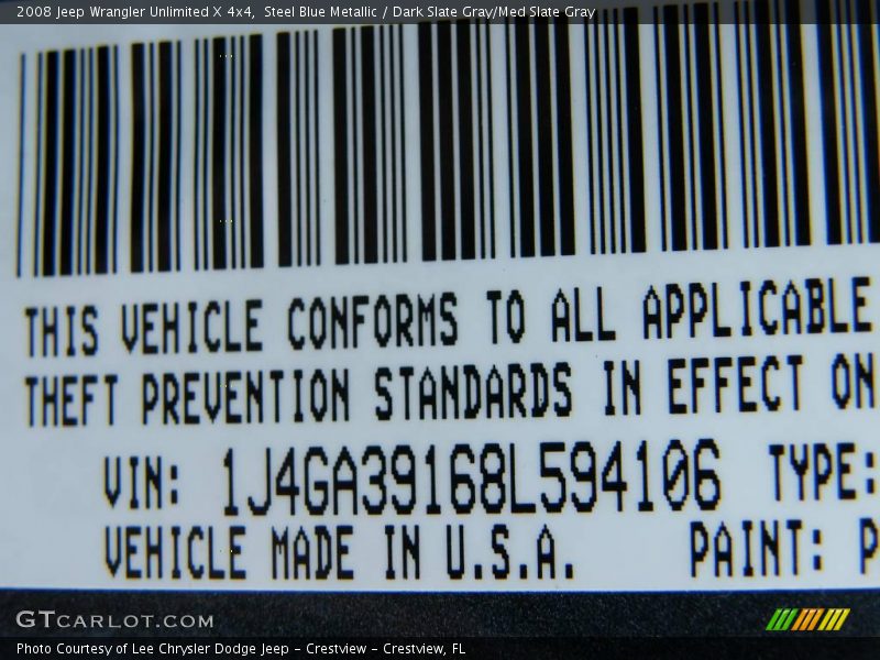 Steel Blue Metallic / Dark Slate Gray/Med Slate Gray 2008 Jeep Wrangler Unlimited X 4x4