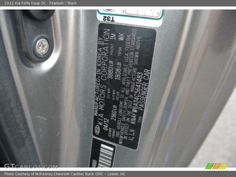 Titanium / Black 2012 Kia Forte Koup SX