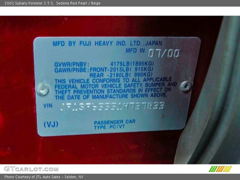 Sedona Red Pearl / Beige 2001 Subaru Forester 2.5 S