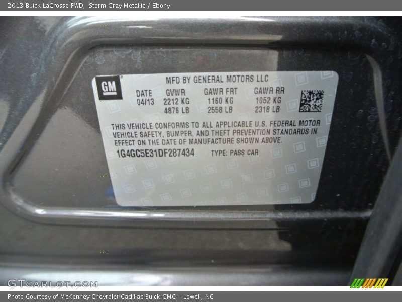 Storm Gray Metallic / Ebony 2013 Buick LaCrosse FWD