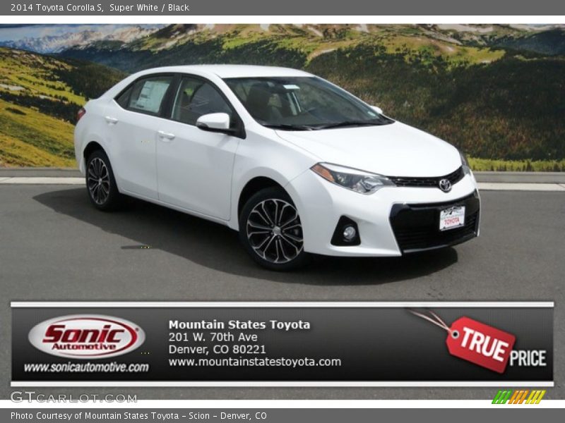 Super White / Black 2014 Toyota Corolla S