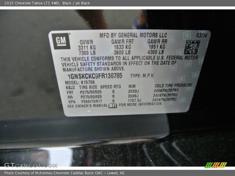 Black / Jet Black 2015 Chevrolet Tahoe LTZ 4WD