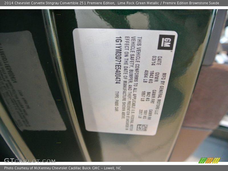 Lime Rock Green Metallic / Premire Edition Brownstone Suede 2014 Chevrolet Corvette Stingray Convertible Z51 Premiere Edition