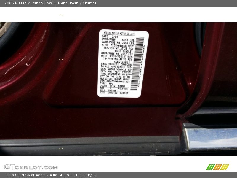 Merlot Pearl / Charcoal 2006 Nissan Murano SE AWD