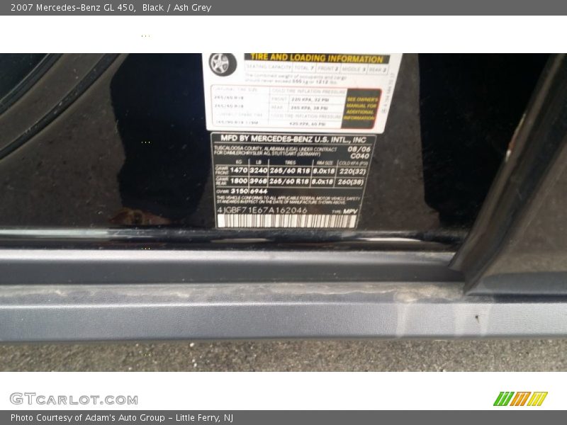 Black / Ash Grey 2007 Mercedes-Benz GL 450
