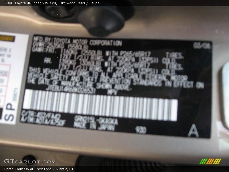 Driftwood Pearl / Taupe 2008 Toyota 4Runner SR5 4x4