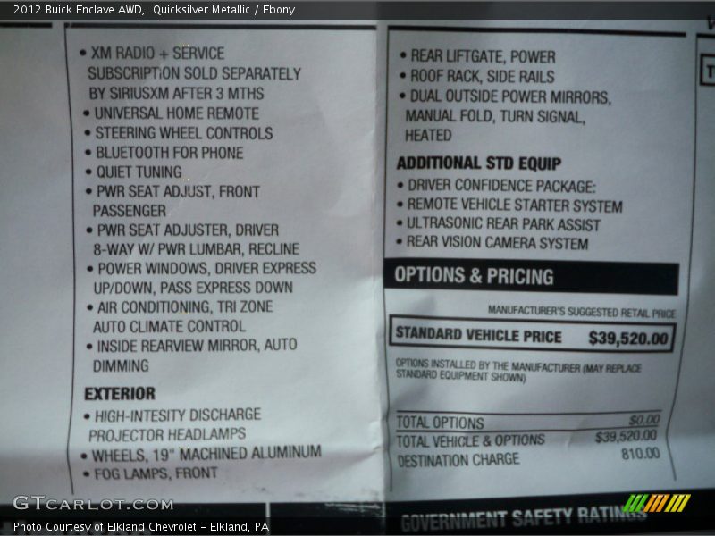 Quicksilver Metallic / Ebony 2012 Buick Enclave AWD