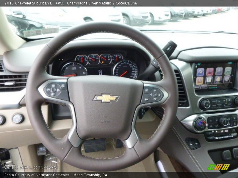 Champagne Silver Metallic / Cocoa/Dune 2015 Chevrolet Suburban LT 4WD