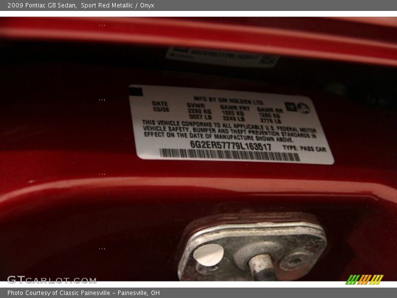 Sport Red Metallic / Onyx 2009 Pontiac G8 Sedan