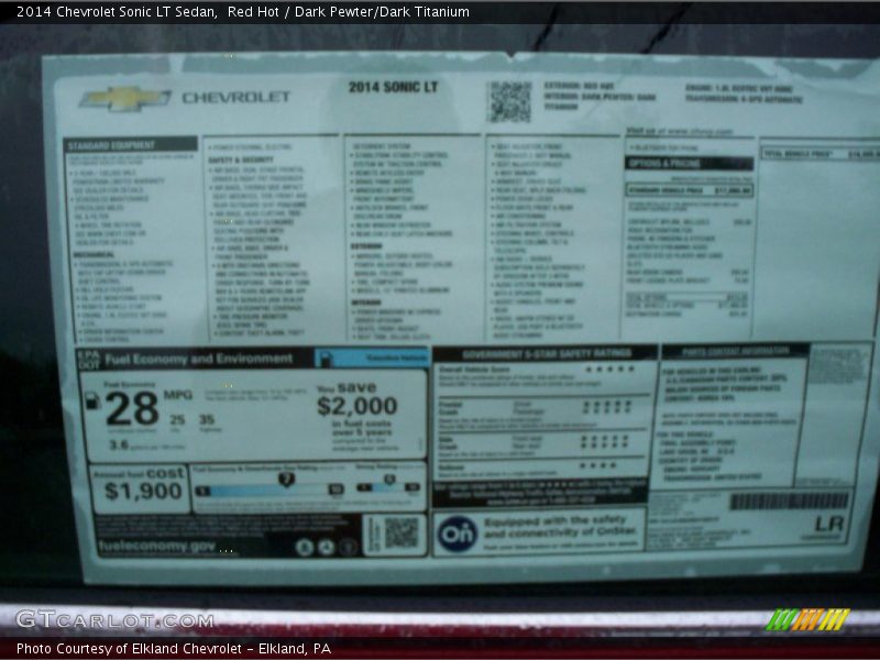 Red Hot / Dark Pewter/Dark Titanium 2014 Chevrolet Sonic LT Sedan