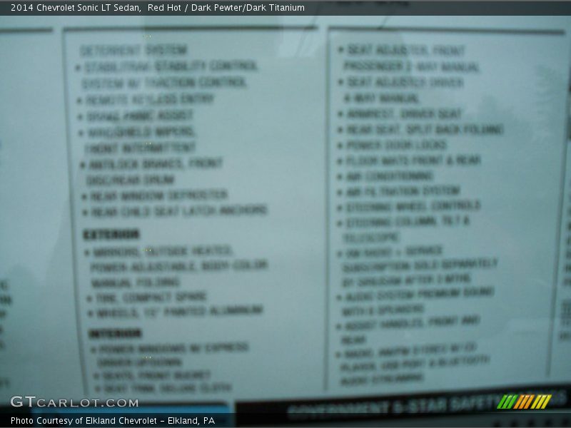 Red Hot / Dark Pewter/Dark Titanium 2014 Chevrolet Sonic LT Sedan