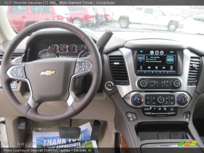 White Diamond Tricoat / Cocoa/Dune 2015 Chevrolet Suburban LTZ 4WD