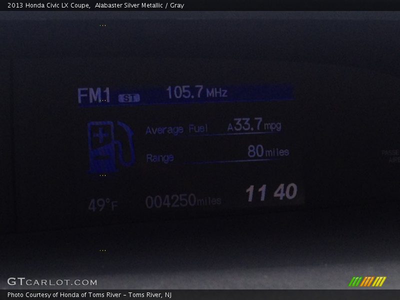 Alabaster Silver Metallic / Gray 2013 Honda Civic LX Coupe