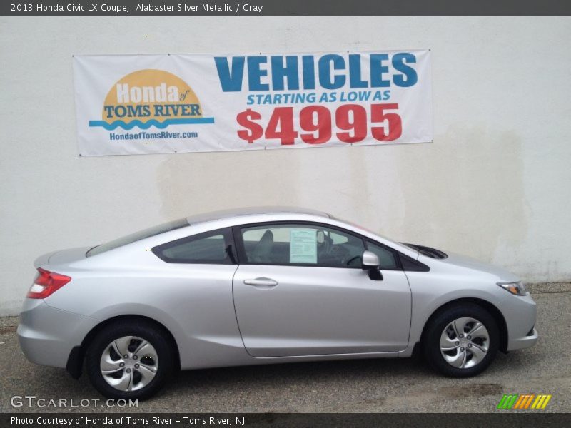 Alabaster Silver Metallic / Gray 2013 Honda Civic LX Coupe