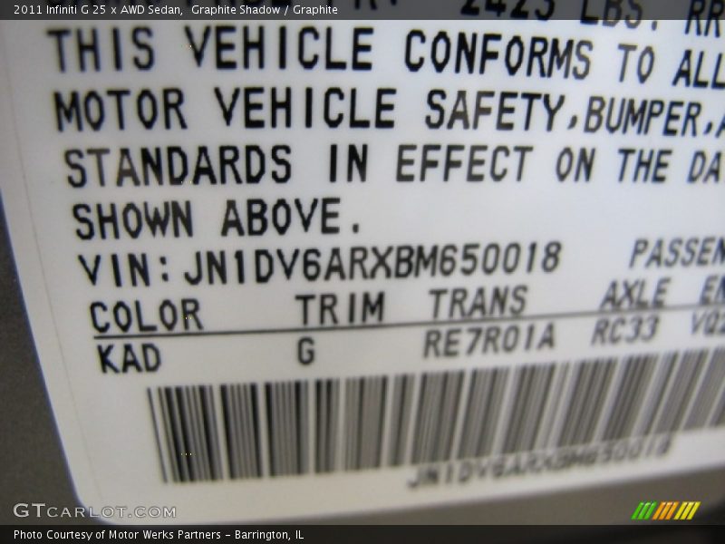 Graphite Shadow / Graphite 2011 Infiniti G 25 x AWD Sedan