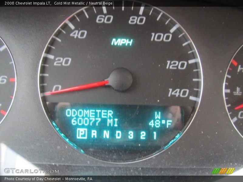 Gold Mist Metallic / Neutral Beige 2008 Chevrolet Impala LT