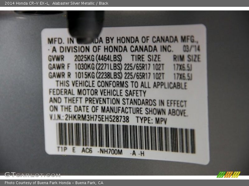 Alabaster Silver Metallic / Black 2014 Honda CR-V EX-L
