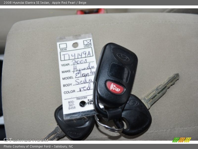 Apple Red Pearl / Beige 2008 Hyundai Elantra SE Sedan