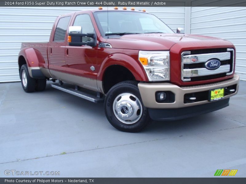 Ruby Red Metallic / Adobe 2014 Ford F350 Super Duty King Ranch Crew Cab 4x4 Dually