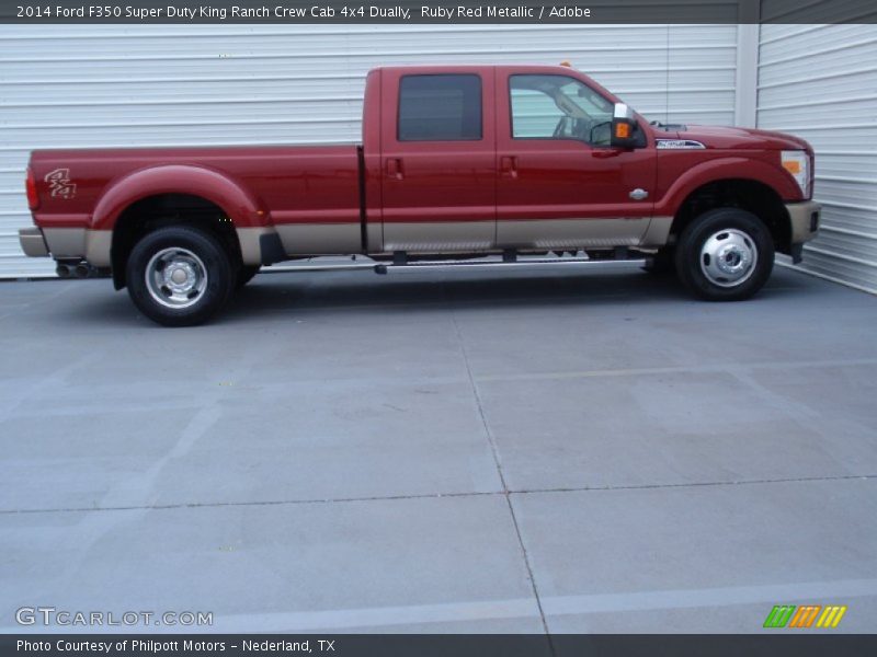 Ruby Red Metallic / Adobe 2014 Ford F350 Super Duty King Ranch Crew Cab 4x4 Dually