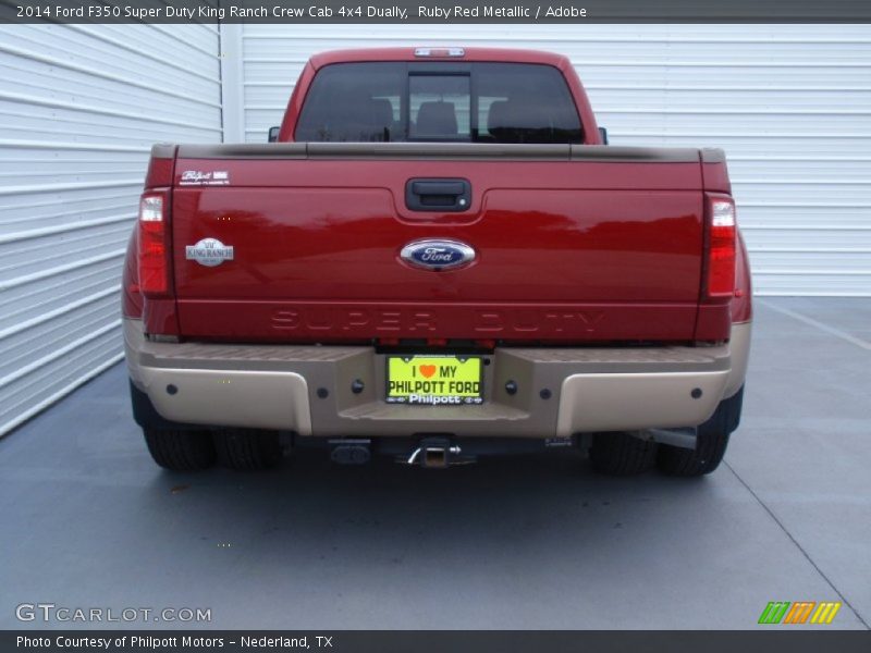 Ruby Red Metallic / Adobe 2014 Ford F350 Super Duty King Ranch Crew Cab 4x4 Dually
