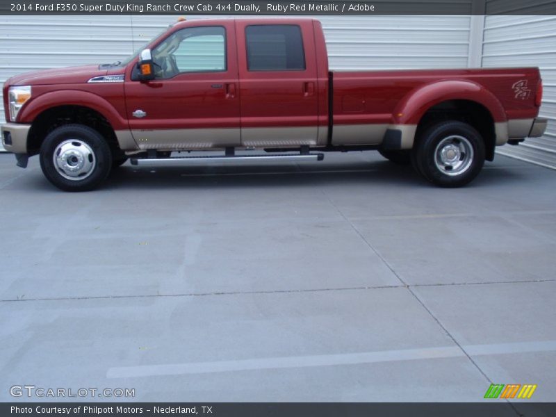 Ruby Red Metallic / Adobe 2014 Ford F350 Super Duty King Ranch Crew Cab 4x4 Dually