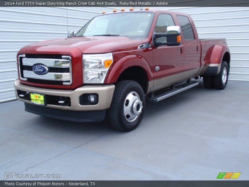Ruby Red Metallic / Adobe 2014 Ford F350 Super Duty King Ranch Crew Cab 4x4 Dually