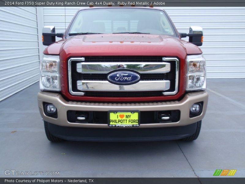 Ruby Red Metallic / Adobe 2014 Ford F350 Super Duty King Ranch Crew Cab 4x4 Dually