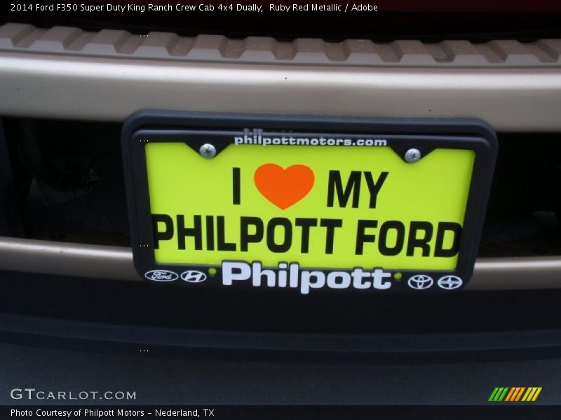 Ruby Red Metallic / Adobe 2014 Ford F350 Super Duty King Ranch Crew Cab 4x4 Dually