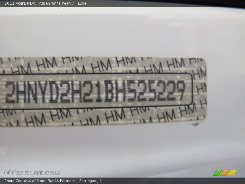 Aspen White Pearl / Taupe 2011 Acura MDX