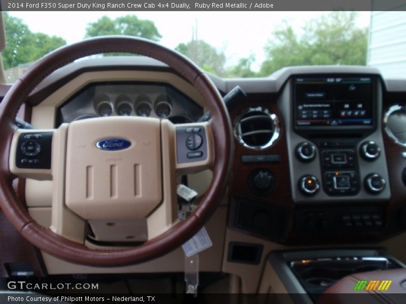 Ruby Red Metallic / Adobe 2014 Ford F350 Super Duty King Ranch Crew Cab 4x4 Dually